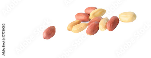 Fotografia peanut fly,chap snack peanut, peanut on white isolated clipping path