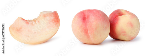 Schilderij op canvas peach pink , slice pink peach,piece peach ,peach on white isolated clipping path