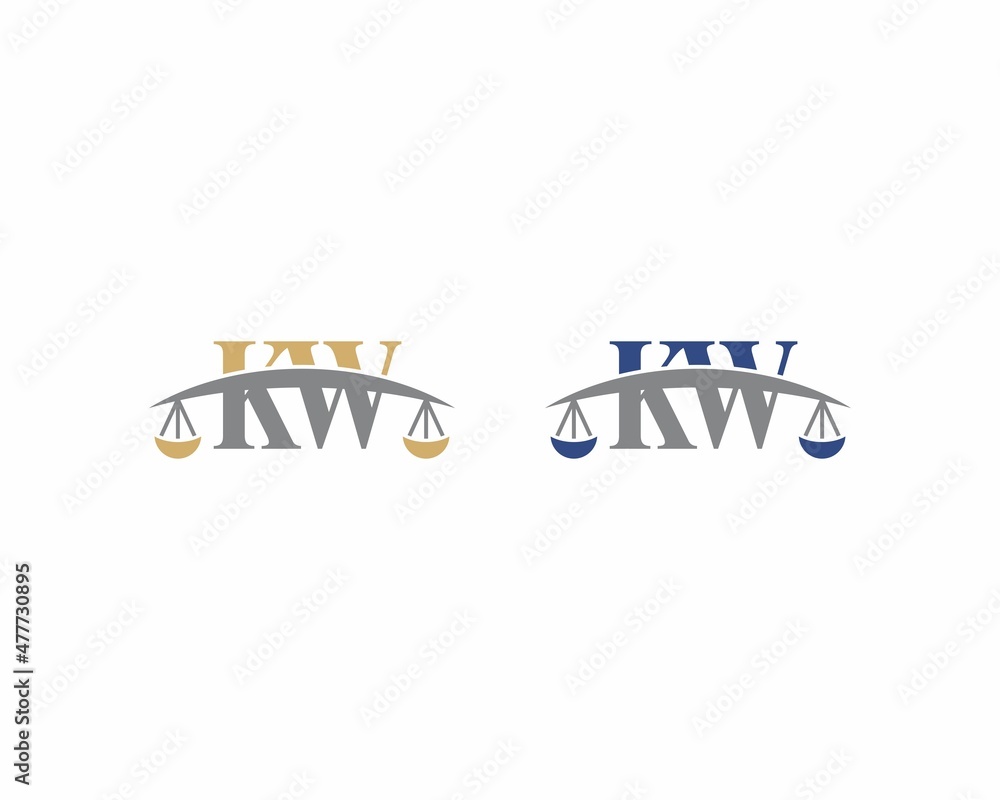 Letters KW Logo With Scale of Justice Logo Icon 001 Stock Vector ...