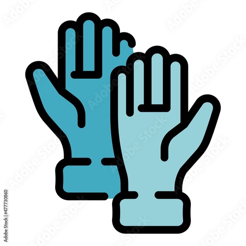 Rubber gloves icon. Outline rubber gloves vector icon color flat isolated