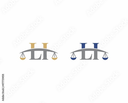 Letters LI Logo With Scale of Justice Logo Icon 001