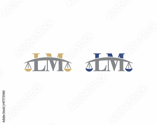Letters LM Logo With Scale of Justice Logo Icon 001