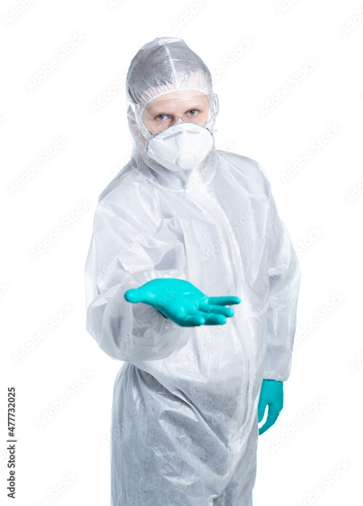 Scientist biochemist shows something virally on a monitor screen. Coronovirus, flu, ebola and other diseases in the midst of an epidemic. Separate on a white background. Scientist biochemist shows something virally on a monitor screen. Coronovirus, flu, ebola and other diseases in the midst of an epidemic. Separate on a white background.