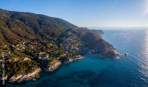 Photos Aerial drone panorama view of the coast line, beach and crystal clear water of e