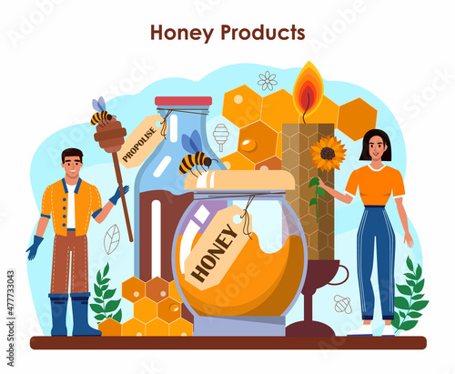 Hiver or beekeeper concept. Apiculture farmer gathering honey.