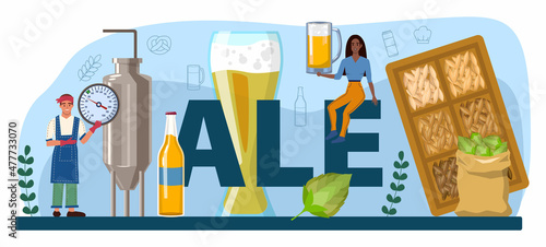 Beer concept web banner or landing page set. Glass mug with dark or light,