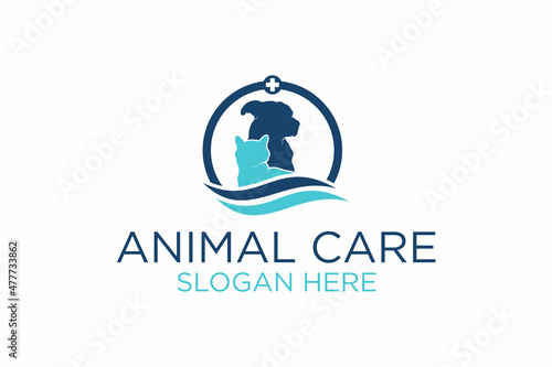 animal care logo design. premium vector