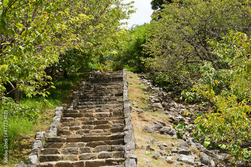 Stone step to Nakijin castle in Okinawa.
