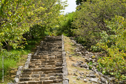 Stone step to Nakijin castle in Okinawa. photo