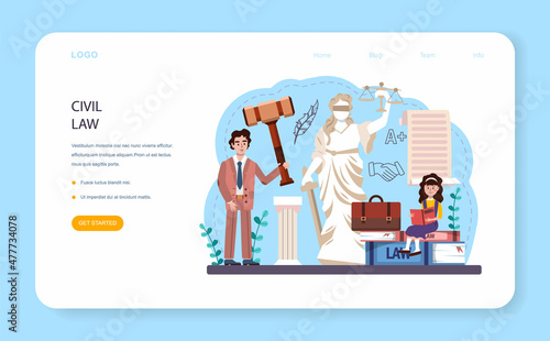 Law class web banner or landing page. Punishment and judgement education