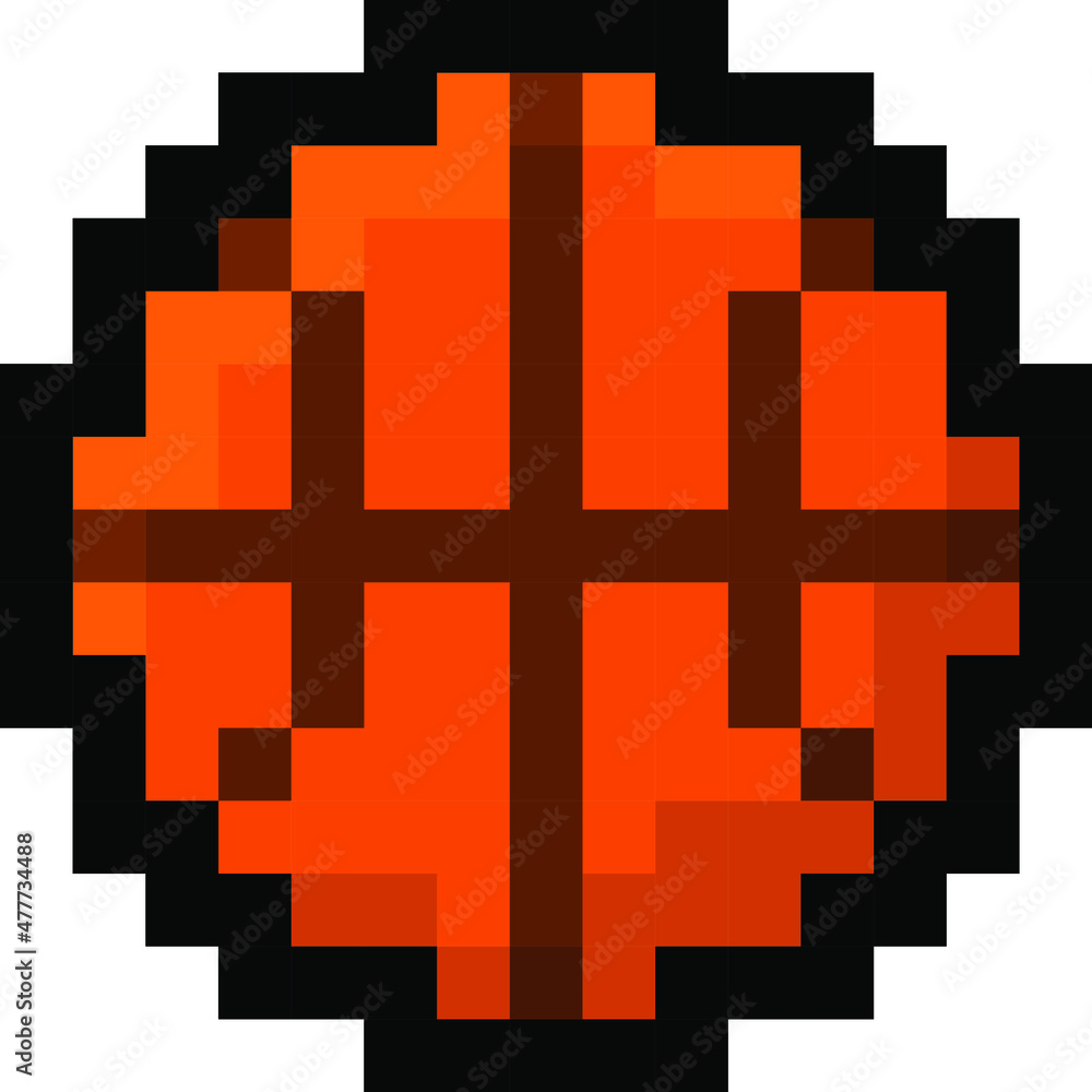 Pixel 8 bit gaming basketball - vector, isolated Pixel 8 bit gaming basketball - vector, isolated