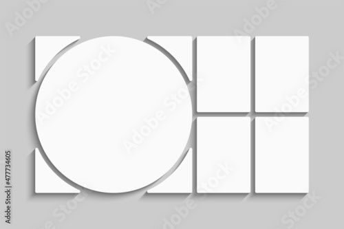 Template collage of five frames, images, photo