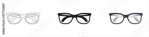 Glasses icon. Set of sunglasses icons.
