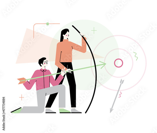 Business synergy concept. Collaboration and teamwork. Office characters