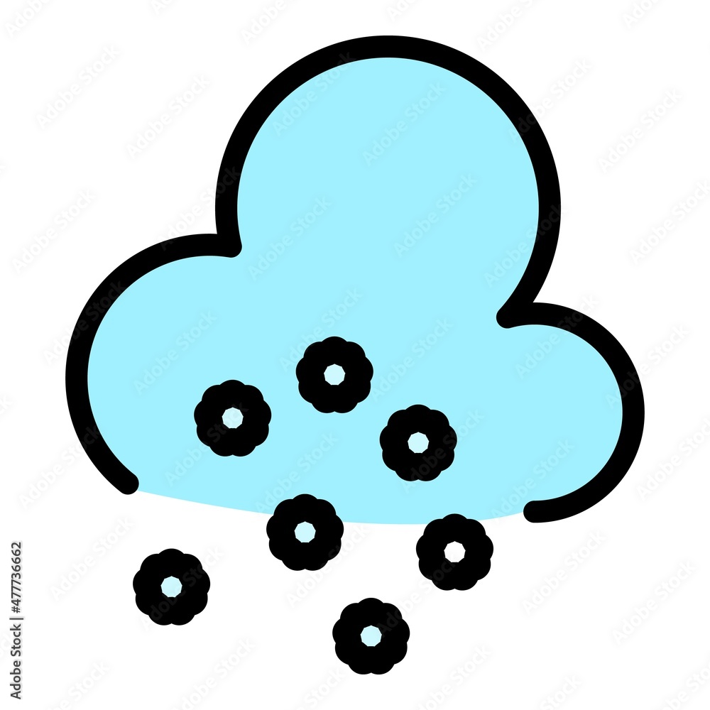 Snowflake cloud icon. Outline snowflake cloud vector icon color flat isolated Snowflake cloud icon. Outline snowflake cloud vector icon color flat isolated