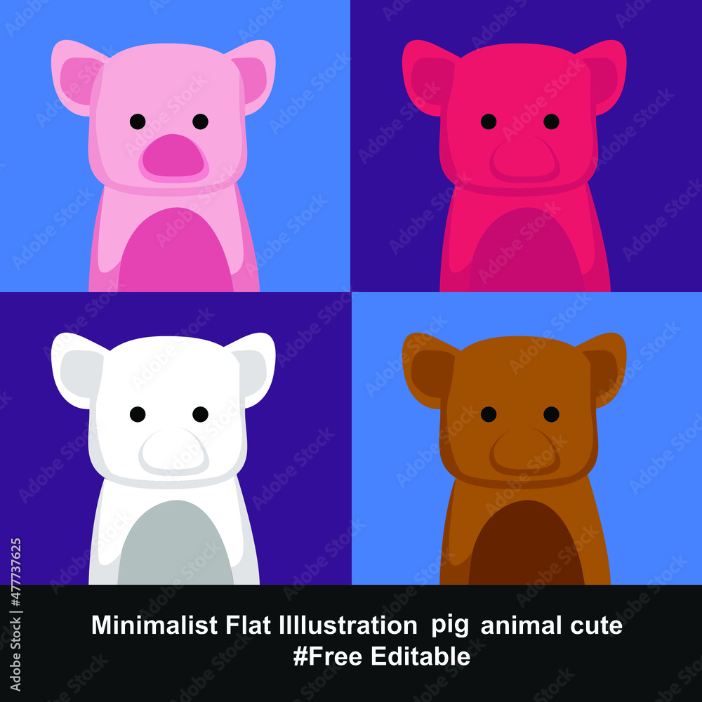 Pig minimalist flat design character illustration