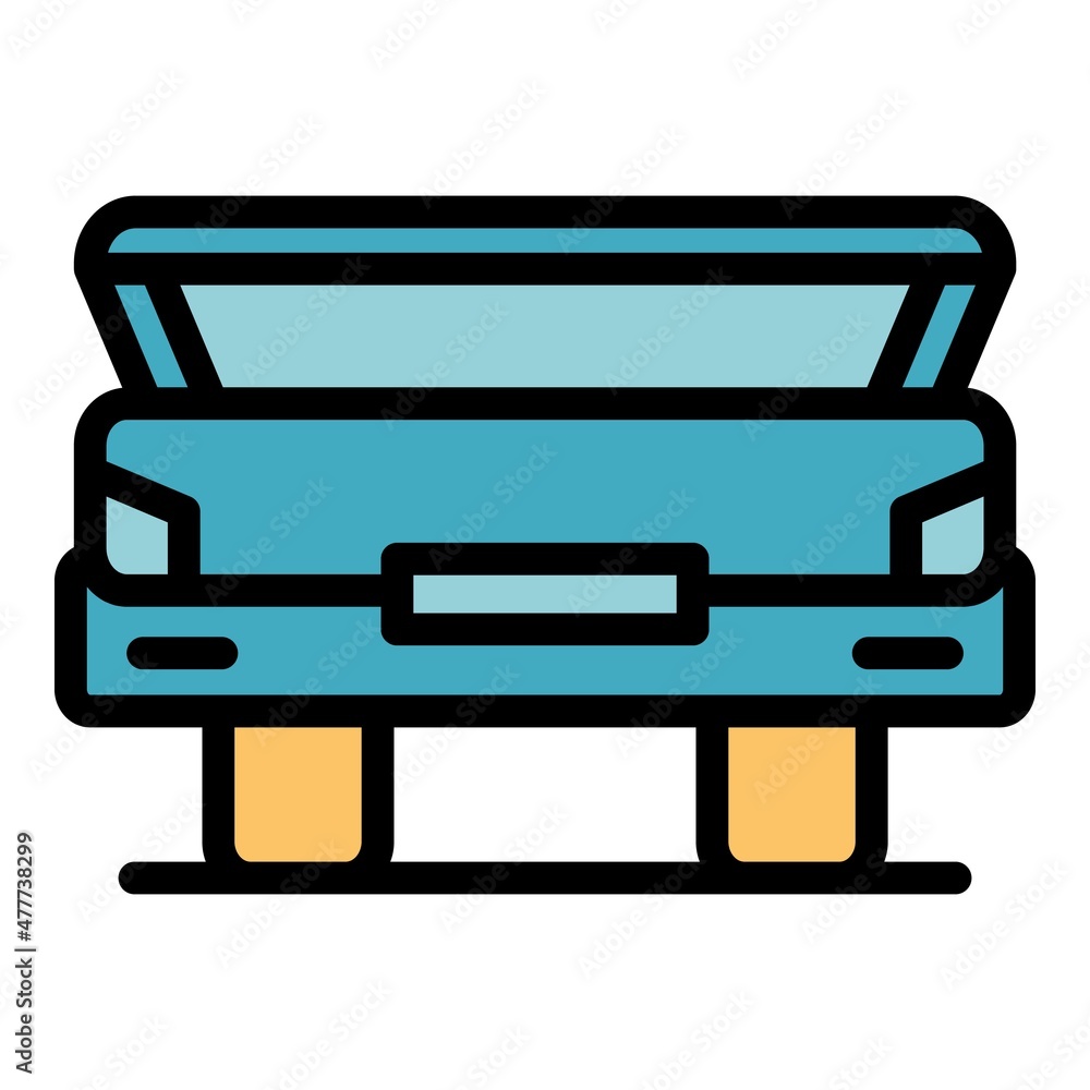 Open vehicle trunk icon. Outline open vehicle trunk vector icon color flat isolated Open vehicle trunk icon. Outline open vehicle trunk vector icon color flat isolated