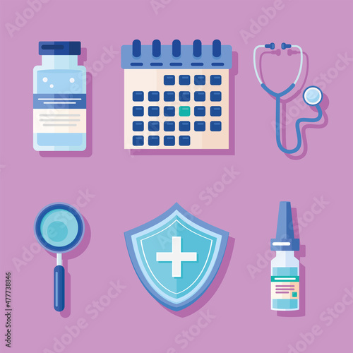 six time vaccinate icons