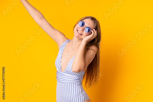 Teenager Ukrainian girl in swimsuit in summer holidays