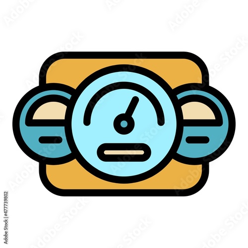 Miles car dashboard icon. Outline miles car dashboard vector icon color flat isolated