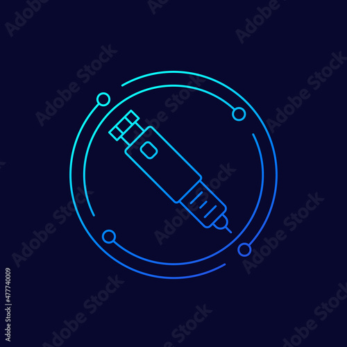 insulin pen line icon, vector