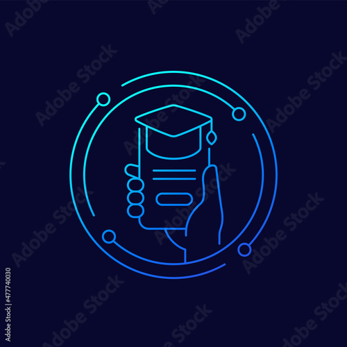 online education, e-learning, educational app line icon
