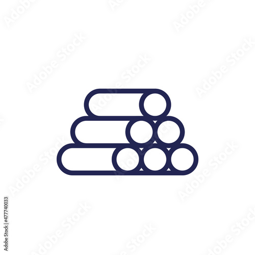 logs, woodpile or lumber line icon