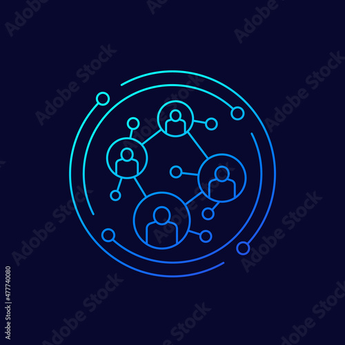 social network, connecting people line vector icon