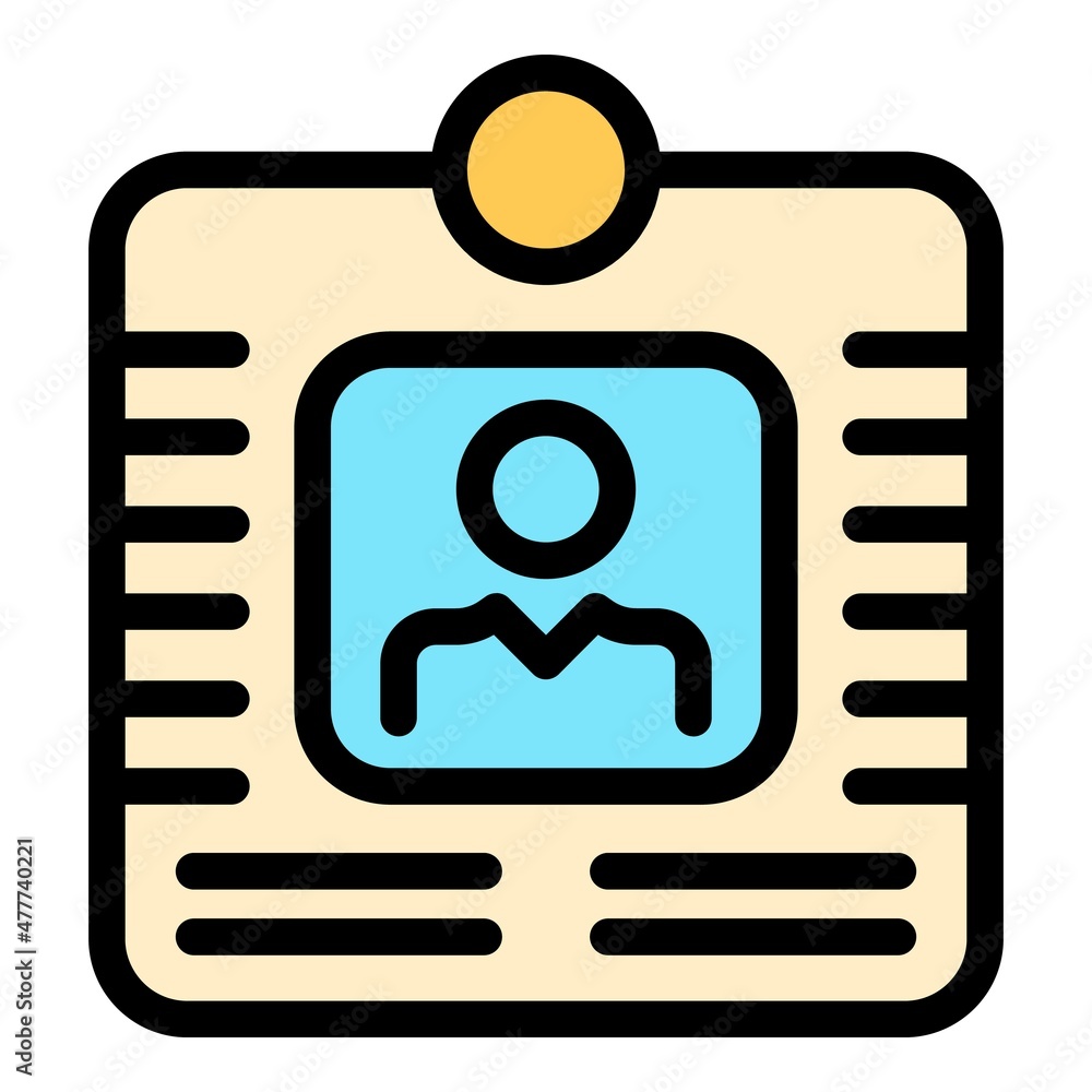 Access id card icon. Outline access id card vector icon color flat isolated Access id card icon. Outline access id card vector icon color flat isolated