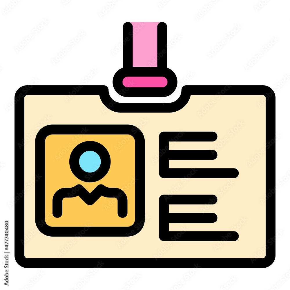 Label id card icon. Outline label id card vector icon color flat isolated Label id card icon. Outline label id card vector icon color flat isolated