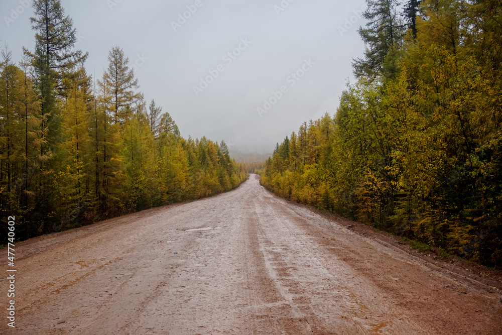 Old gravel road in the Irkutsk region