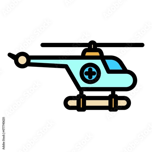 Water rescue helicopter icon. Outline water rescue helicopter vector icon color flat isolated