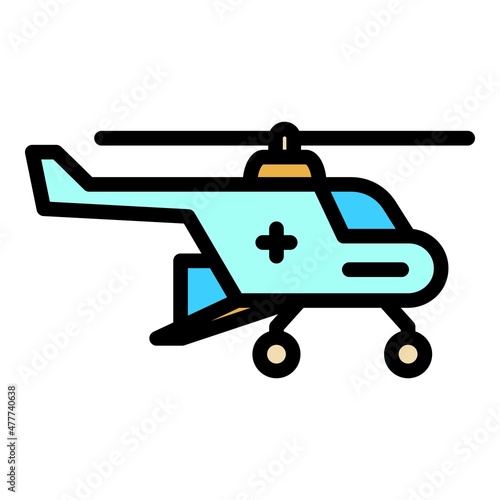 Engine rescue helicopter icon. Outline engine rescue helicopter vector icon color flat isolated © ylivdesign