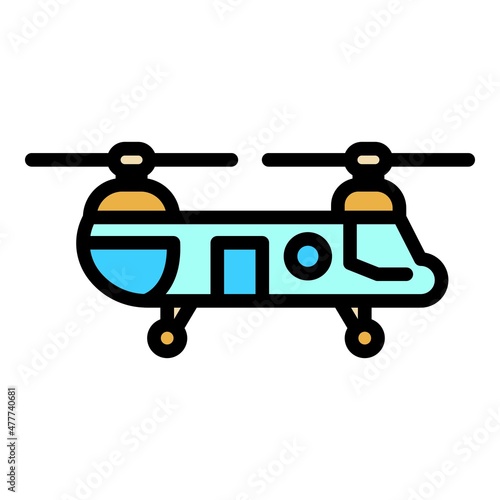 Big rescue helicopter icon. Outline big rescue helicopter vector icon color flat isolated © ylivdesign