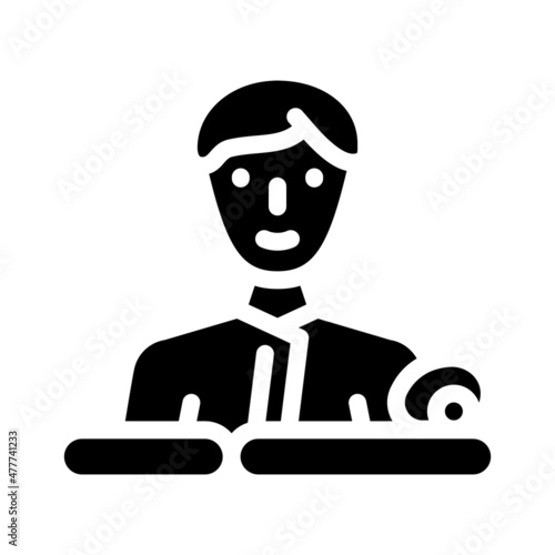 masseur business glyph icon vector. masseur business sign. isolated contour symbol black illustration