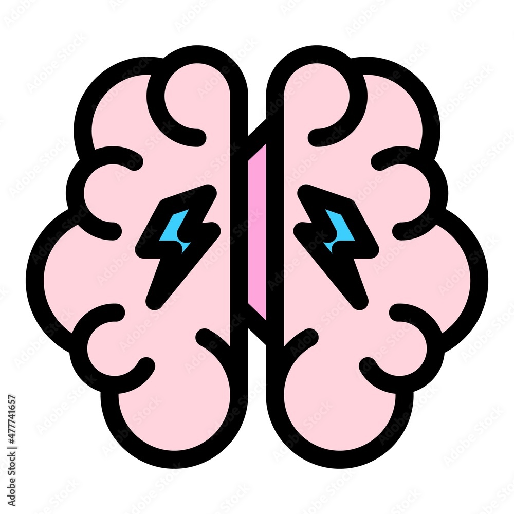 Human brain icon. Outline human brain vector icon color flat isolated Human brain icon. Outline human brain vector icon color flat isolated