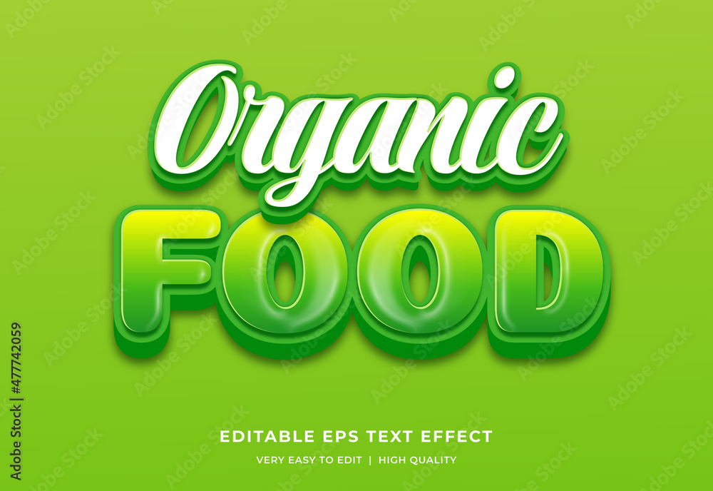 Naklejka premium Organic Food Editable Text Style Effect Premium Vector