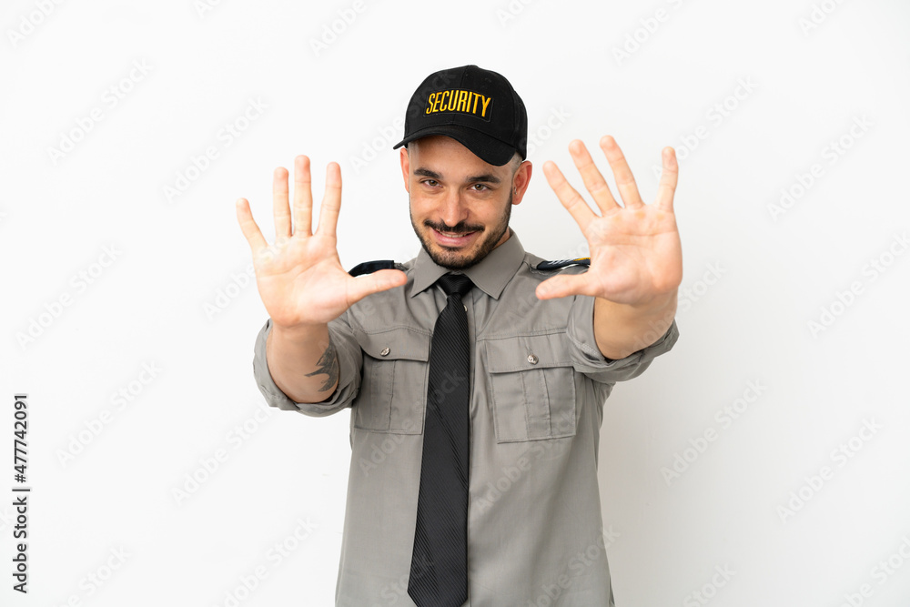 Young security caucasian man isolated on white background counting ten with fingers Young security caucasian man isolated on white background counting ten with fingers
