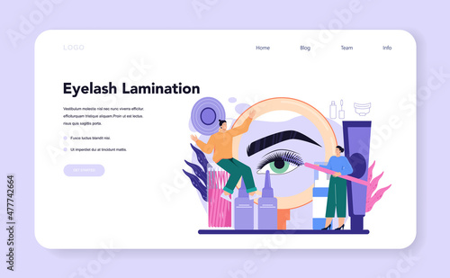 Lashmaker web banner or landing page. Eyelash extension, eyelashes