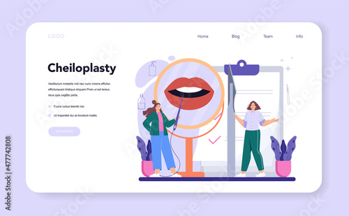 Plastic surgery web banner or landing page. Idea of modern face