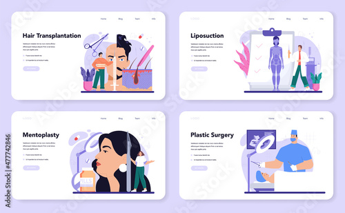Plastic surgery web banner or landing page set. Idea of modern aesthetic