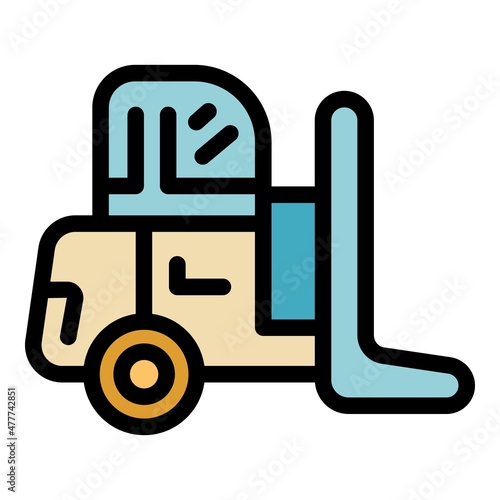 Construction forklift icon. Outline construction forklift vector icon thin line color flat on white