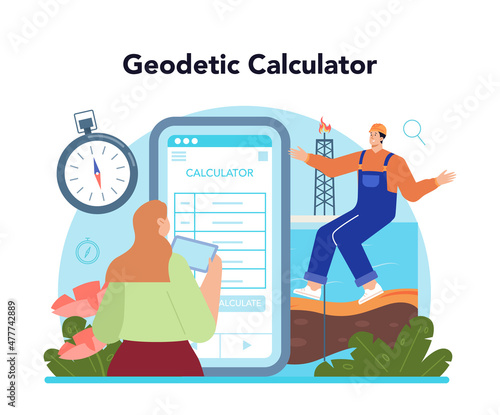 Surveyor online service or platform. Land surveying technology