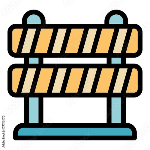 Block barrier icon. Outline block barrier vector icon color flat isolated