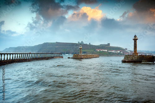 whitby harbour and pier  yorkshire  england 