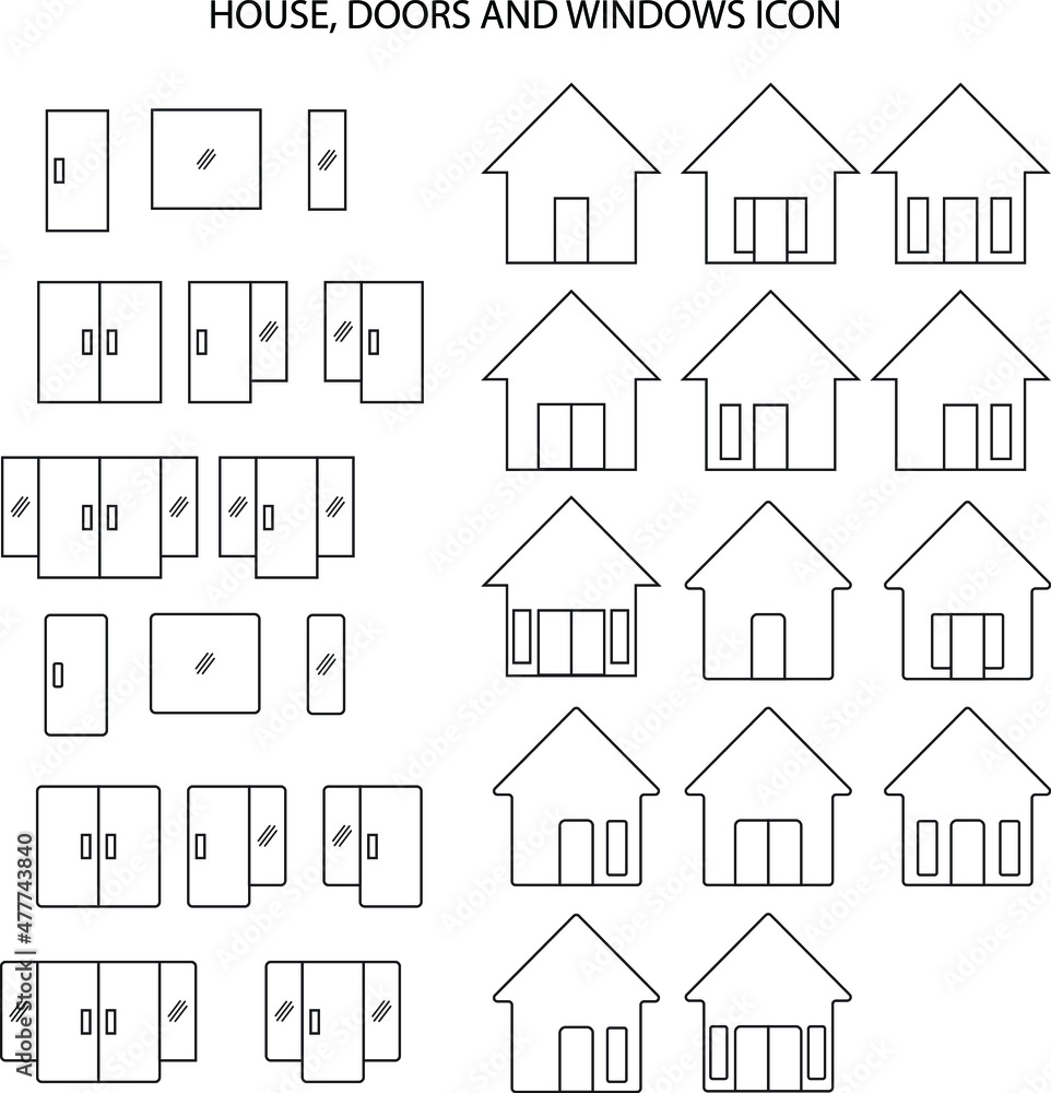 Illustration vector graphic of house,doors and windows icon