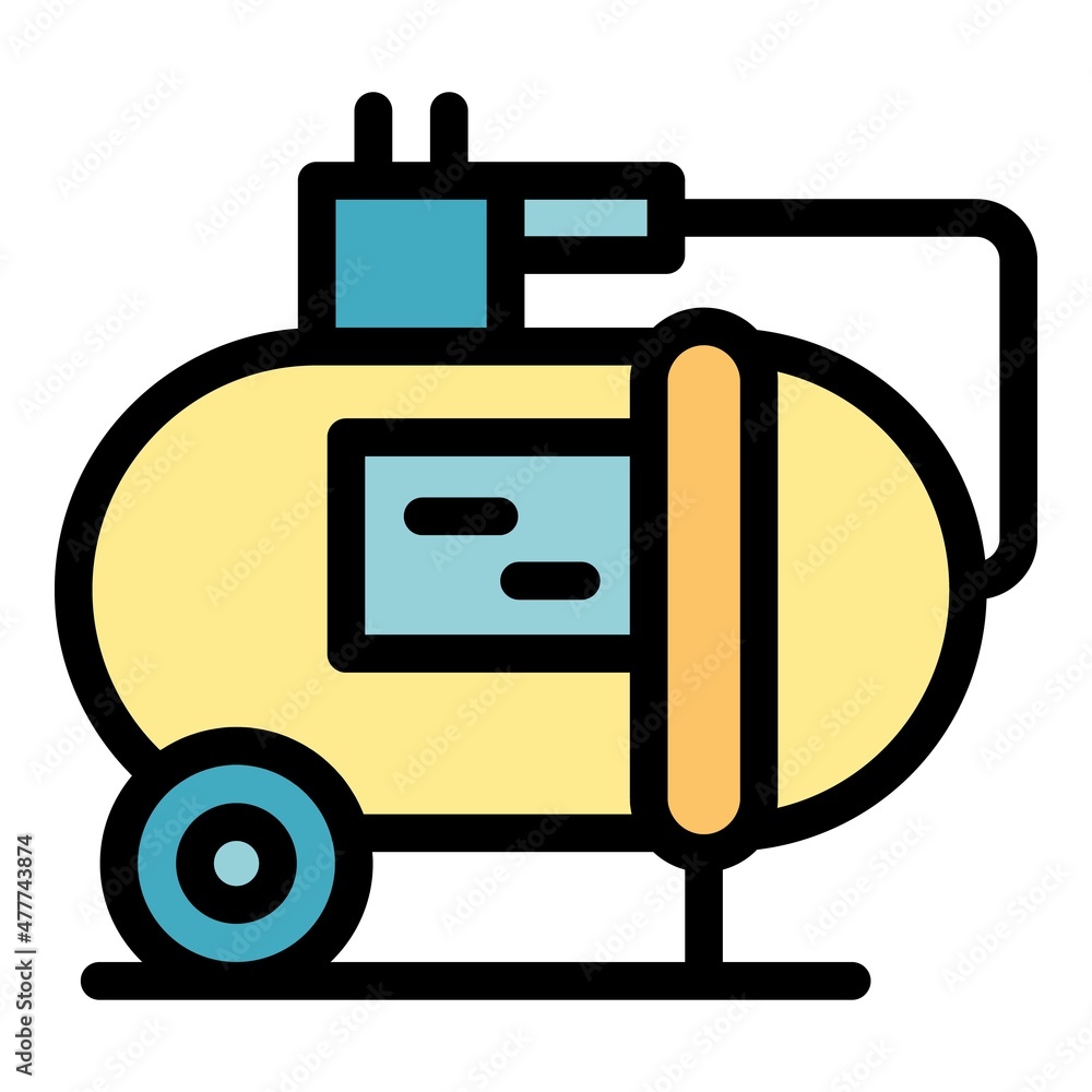 Cylinder compressor icon. Outline cylinder compressor vector icon color flat isolated Cylinder compressor icon. Outline cylinder compressor vector icon color flat isolated