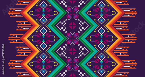 Ethnic vertical seamless shapes pattern geometric abstract EP19.