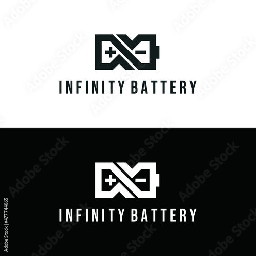 Infinity battery logo isolated on white background