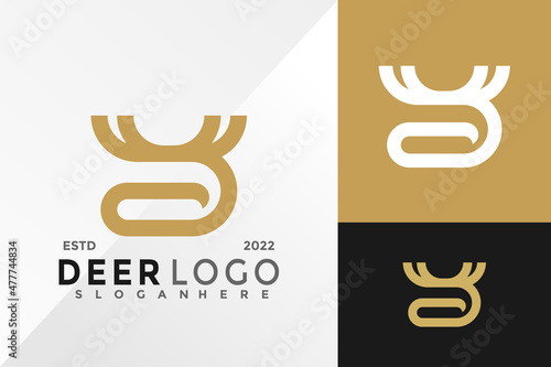 Lettes D Deer Logo Design Vector illustration template photo